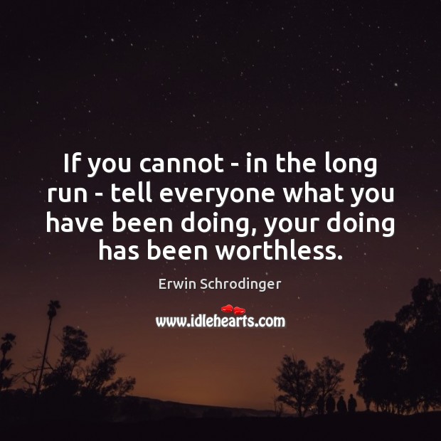 If you cannot – in the long run – tell everyone what Erwin Schrodinger Picture Quote