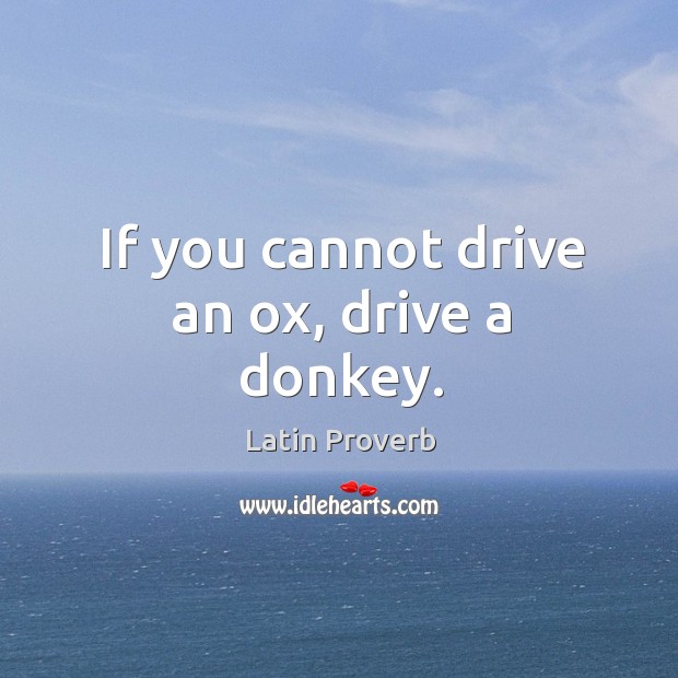 If you cannot drive an ox, drive a donkey. Image