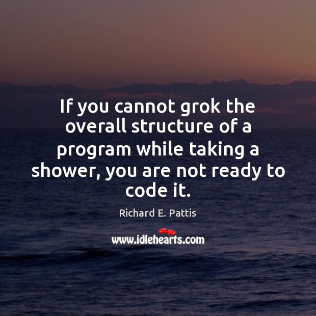 If you cannot grok the overall structure of a program while taking Richard E. Pattis Picture Quote