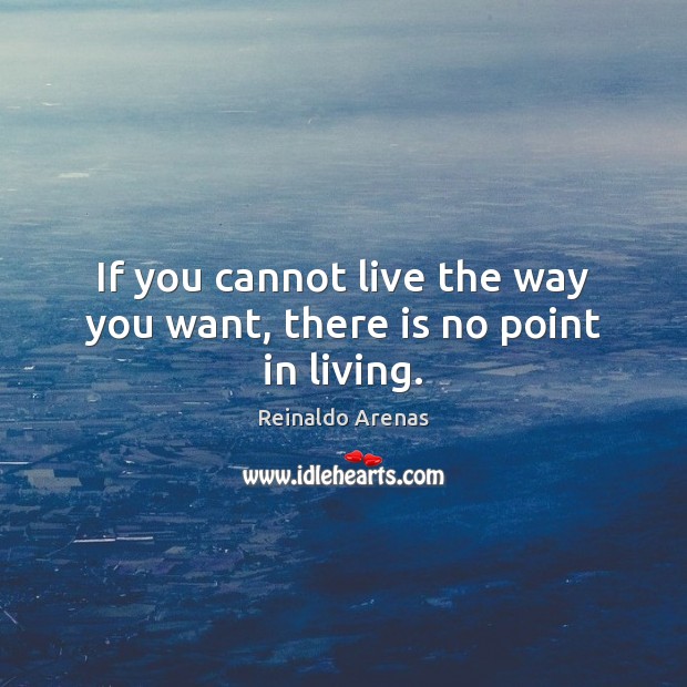 If you cannot live the way you want, there is no point in living. Reinaldo Arenas Picture Quote
