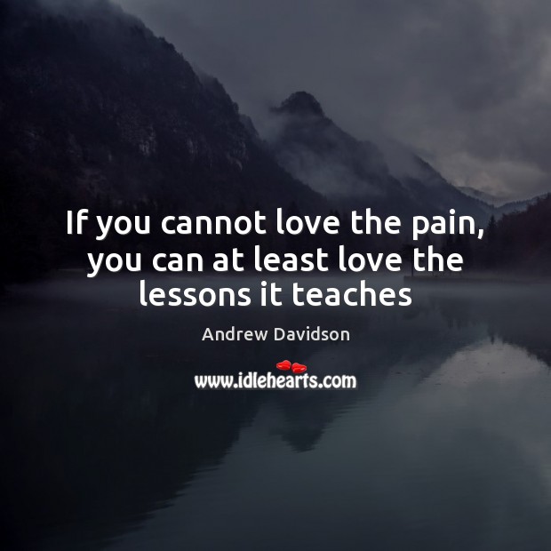 If you cannot love the pain, you can at least love the lessons it teaches Image