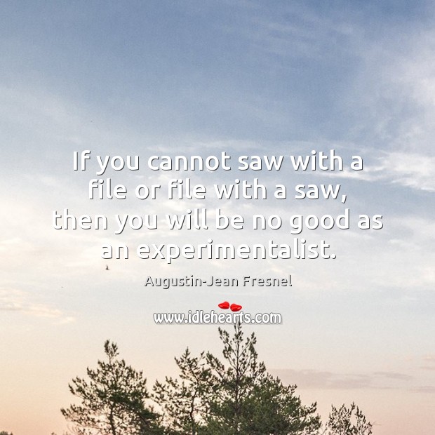 If you cannot saw with a file or file with a saw, Augustin-Jean Fresnel Picture Quote