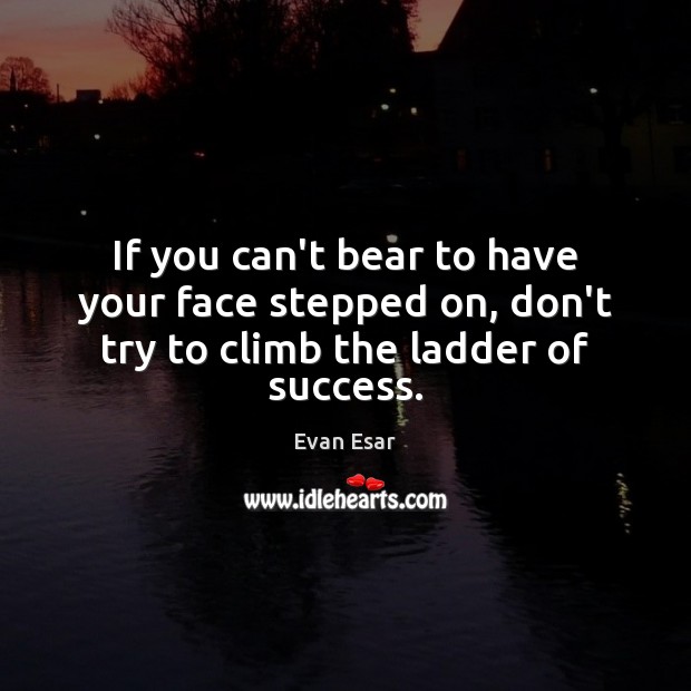 If you can’t bear to have your face stepped on, don’t try to climb the ladder of success. Evan Esar Picture Quote