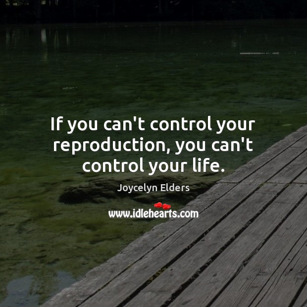 If you can’t control your reproduction, you can’t control your life. Joycelyn Elders Picture Quote