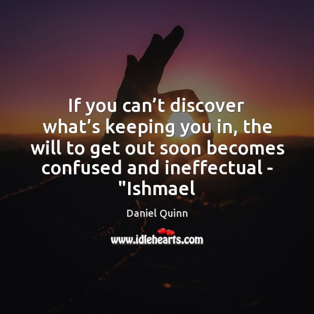 If you can’t discover what’s keeping you in, the will Daniel Quinn Picture Quote