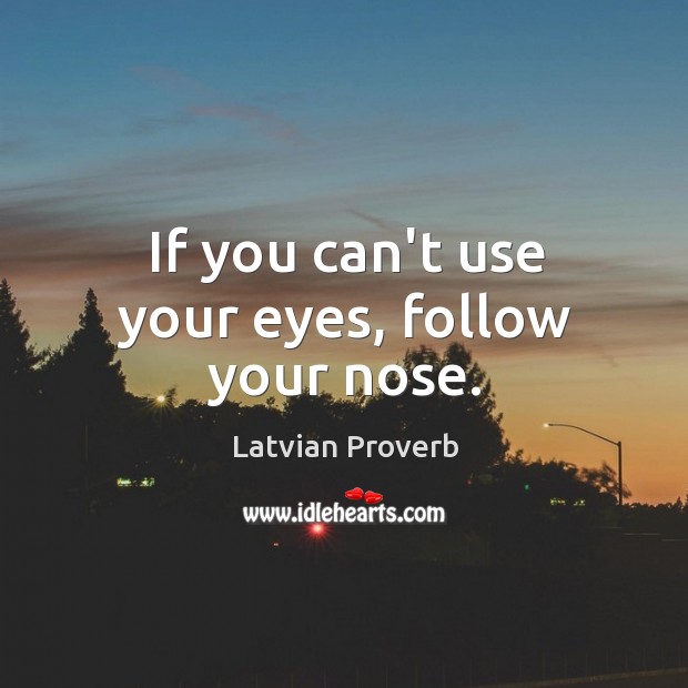 If you can’t use your eyes, follow your nose. Latvian Proverbs Image