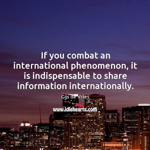 If you combat an international phenomenon, it is indispensable to share information internationally. Gijs de Vries Picture Quote