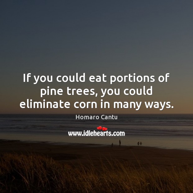 If you could eat portions of pine trees, you could eliminate corn in many ways. Homaro Cantu Picture Quote