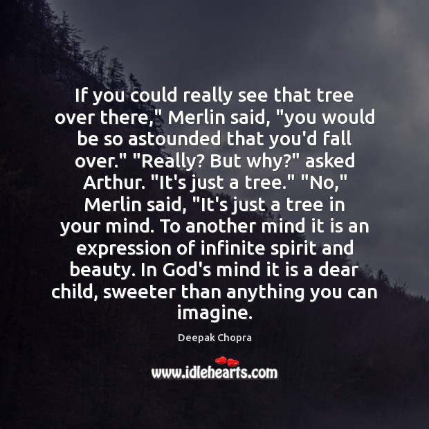 If you could really see that tree over there,” Merlin said, “you Deepak Chopra Picture Quote
