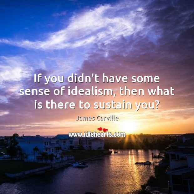 If you didn’t have some sense of idealism, then what is there to sustain you? Image
