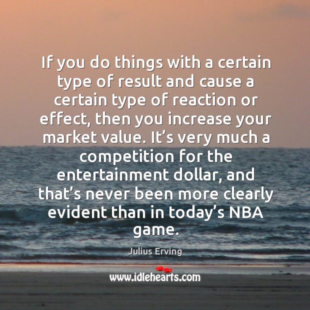 If you do things with a certain type of result and cause a certain type of reaction or effect Julius Erving Picture Quote