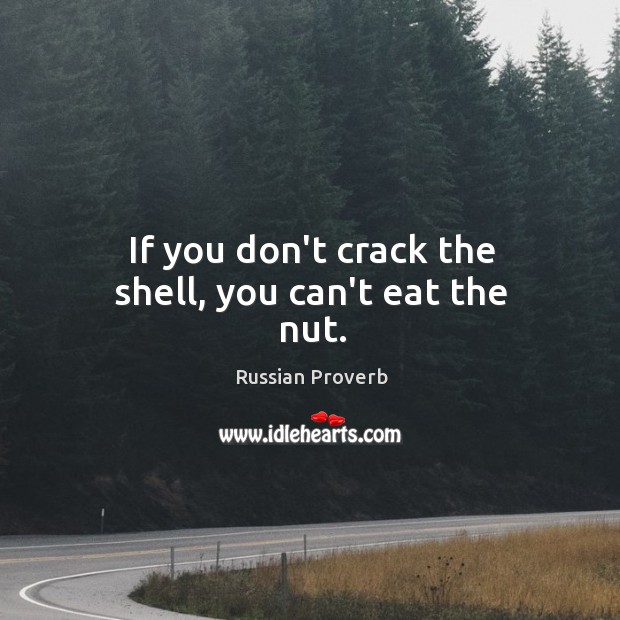 If you don’t crack the shell, you can’t eat the nut. Russian Proverbs Image