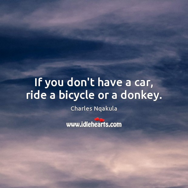 If you don’t have a car, ride a bicycle or a donkey. Image