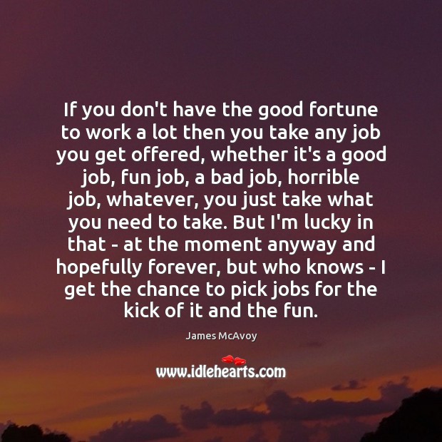 If you don’t have the good fortune to work a lot then James McAvoy Picture Quote