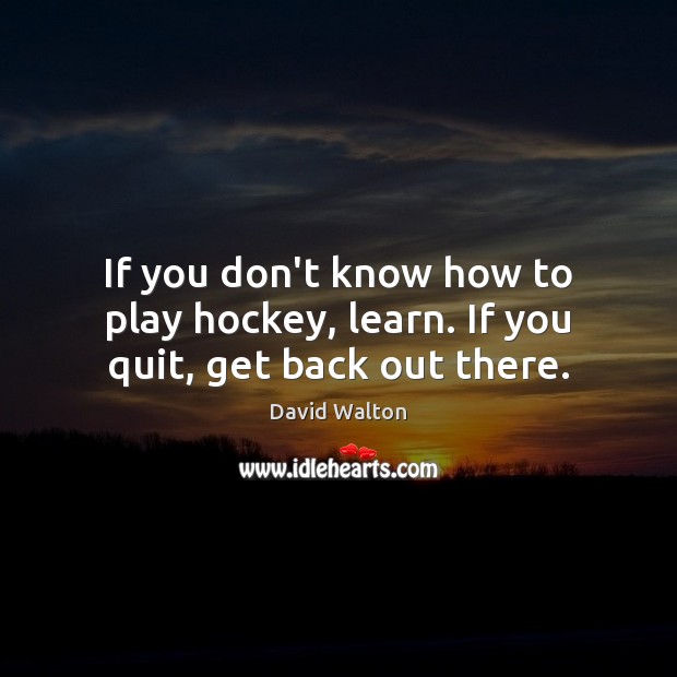 If you don’t know how to play hockey, learn. If you quit, get back out there. David Walton Picture Quote