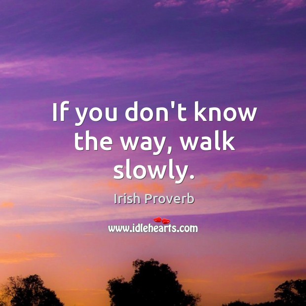 If you don’t know the way, walk slowly. Irish Proverbs Image