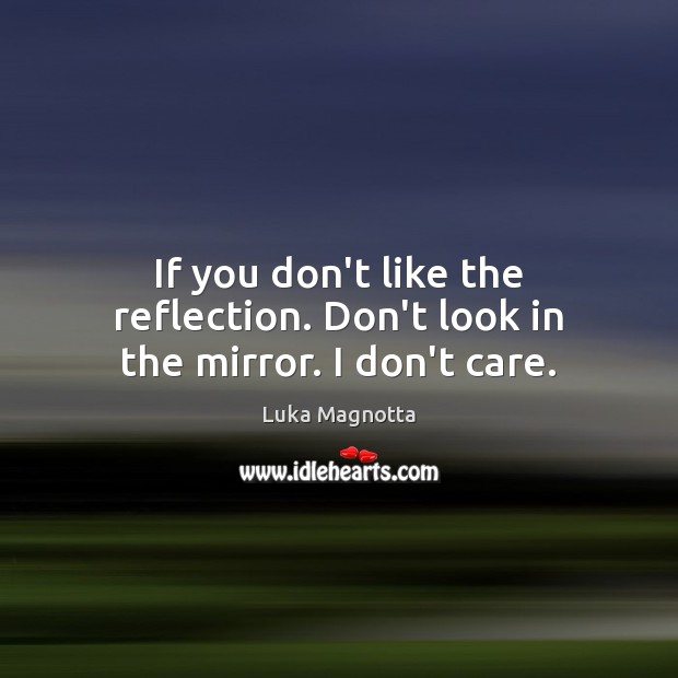 If you don’t like the reflection. Don’t look in the mirror. I don’t care. I Don’t Care Quotes Image