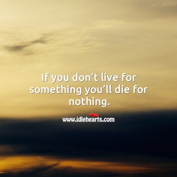 If you don’t live for something you’ll die for nothing. Image