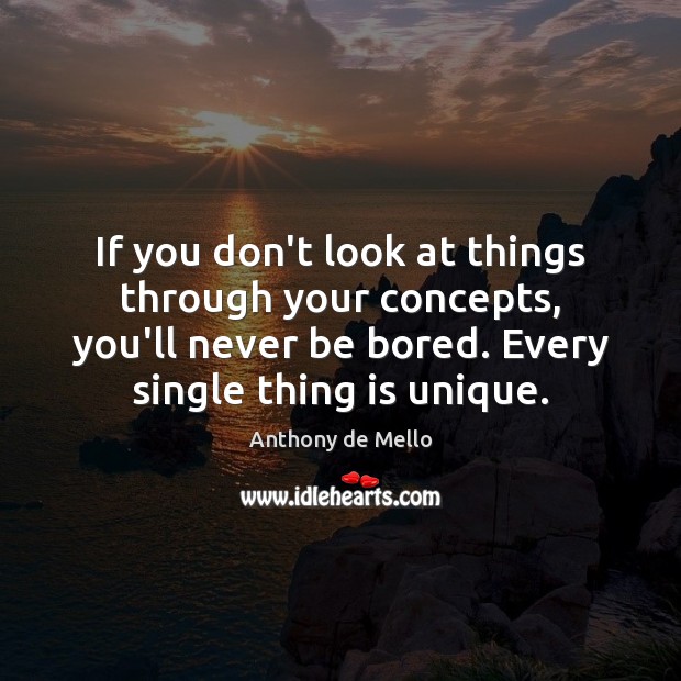 If you don’t look at things through your concepts, you’ll never be Anthony de Mello Picture Quote