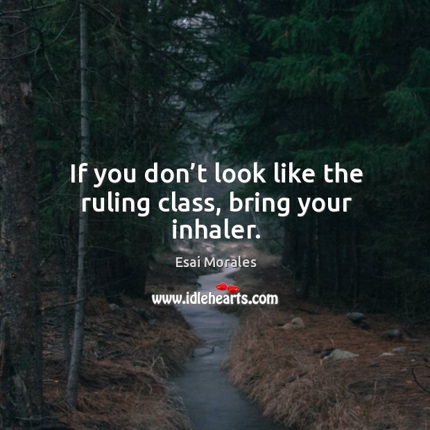 If you don’t look like the ruling class, bring your inhaler. Esai Morales Picture Quote