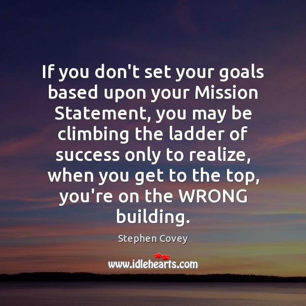If you don’t set your goals based upon your Mission Statement, you 