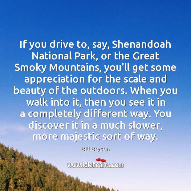 If you drive to, say, Shenandoah National Park, or the Great Smoky 