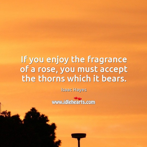 If you enjoy the fragrance of a rose, you must accept the thorns which it bears. Image
