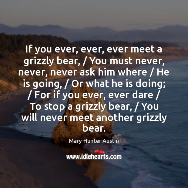 If you ever, ever, ever meet a grizzly bear, / You must never, Image