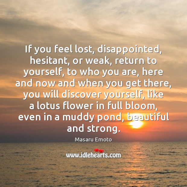 If you feel lost, disappointed, hesitant, or weak, return to yourself, to 