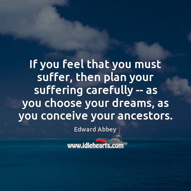 If you feel that you must suffer, then plan your suffering carefully Edward Abbey Picture Quote