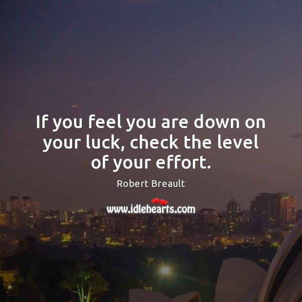 If you feel you are down on your luck, check the level of your effort. Robert Breault Picture Quote
