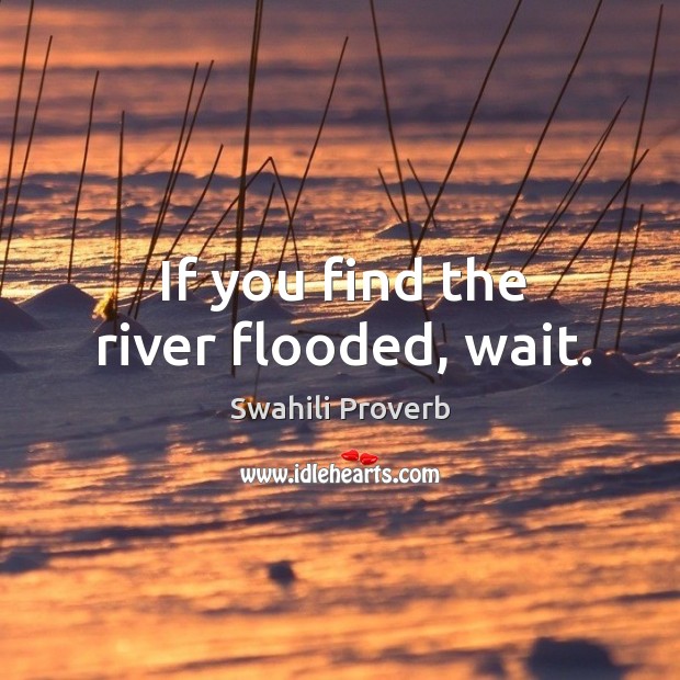 If you find the river flooded, wait. Swahili Proverbs Image