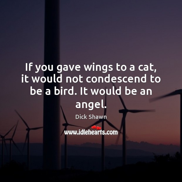 If you gave wings to a cat, it would not condescend to be a bird. It would be an angel. Image