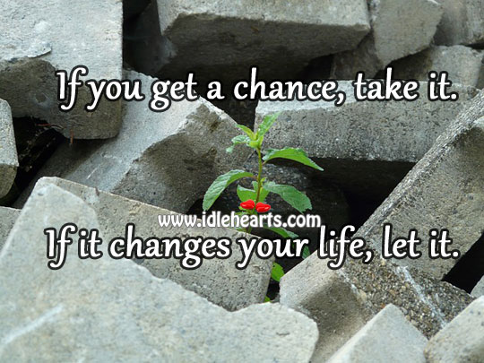 If you get a chance, take it. If it changes your life, let it. Image