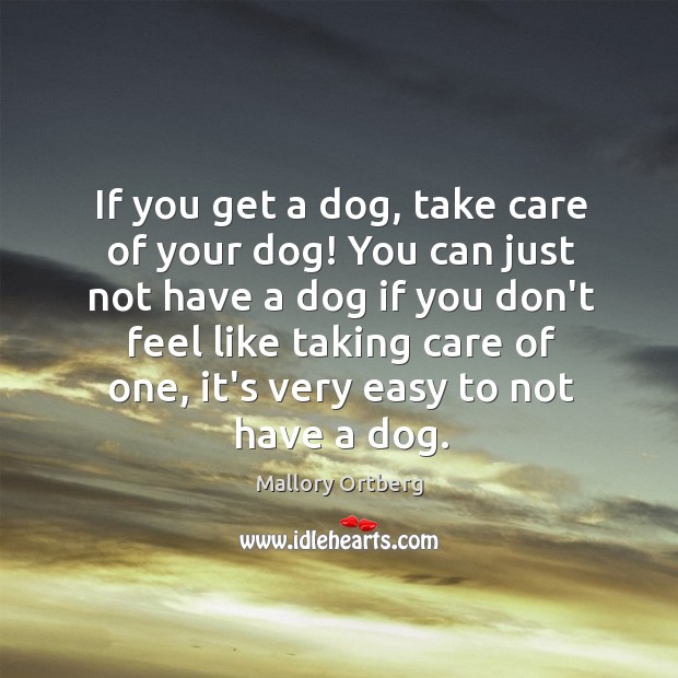 If you get a dog, take care of your dog! You can Image