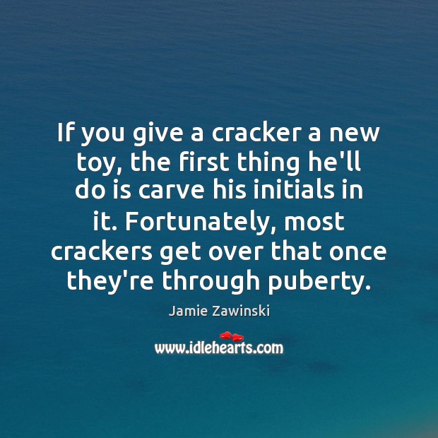 If you give a cracker a new toy, the first thing he’ll Jamie Zawinski Picture Quote