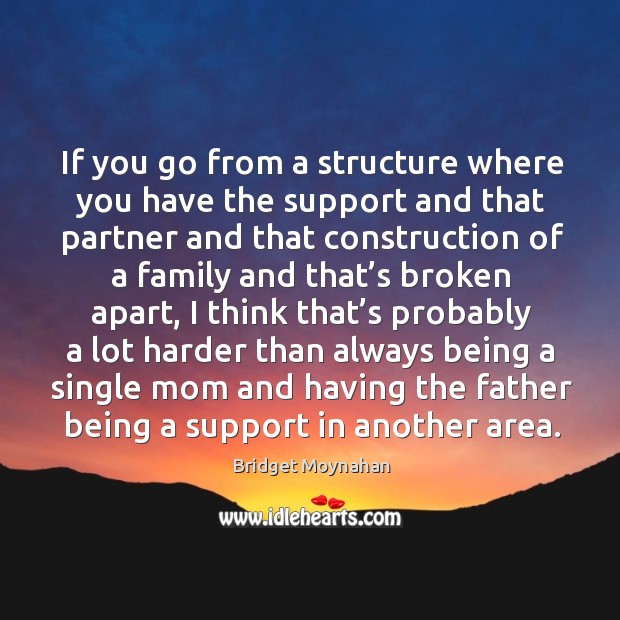 If you go from a structure where you have the support and that partner and that construction of a family and Bridget Moynahan Picture Quote