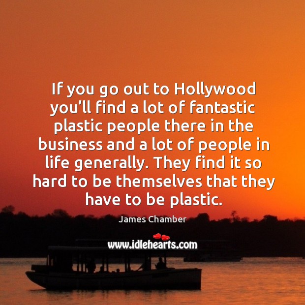 If you go out to hollywood you’ll find a lot of fantastic plastic people there in the Image