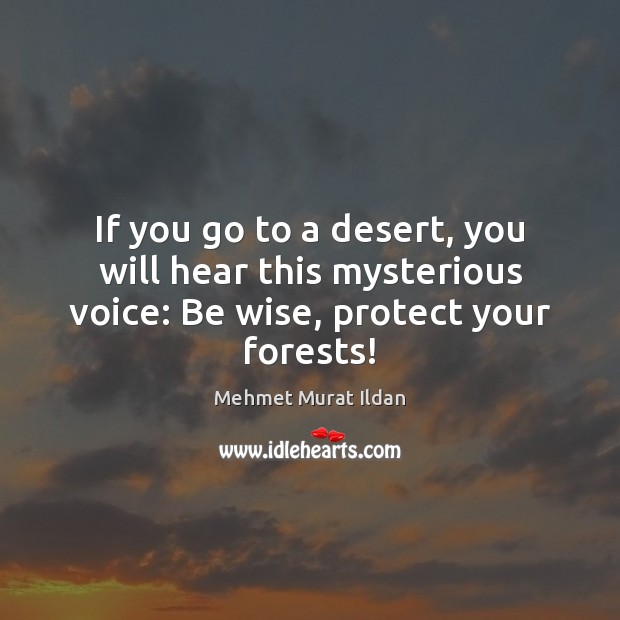 If you go to a desert, you will hear this mysterious voice: Be wise, protect your forests! Wise Quotes Image