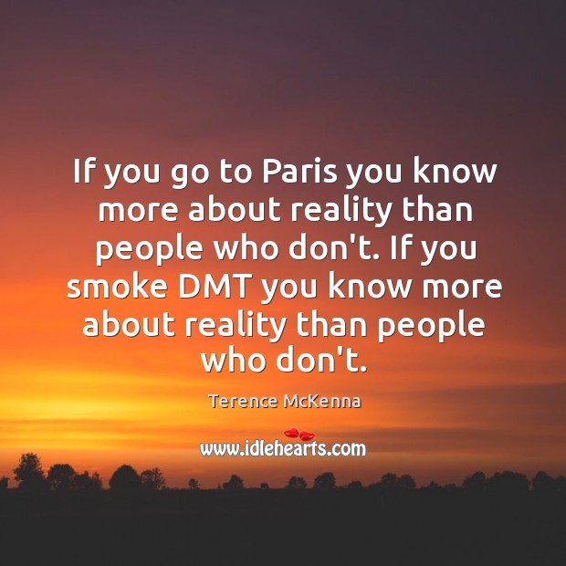 If you go to Paris you know more about reality than people Terence McKenna Picture Quote