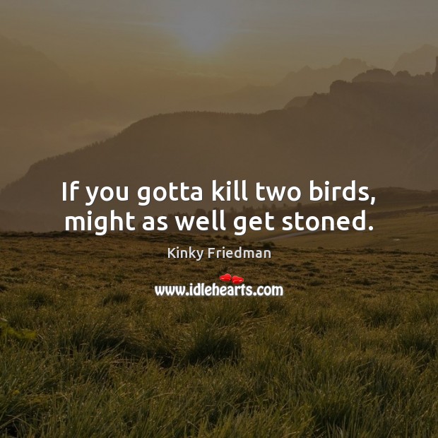 If you gotta kill two birds, might as well get stoned. Kinky Friedman Picture Quote
