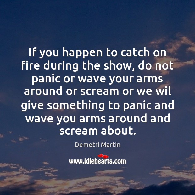 If you happen to catch on fire during the show, do not Demetri Martin Picture Quote