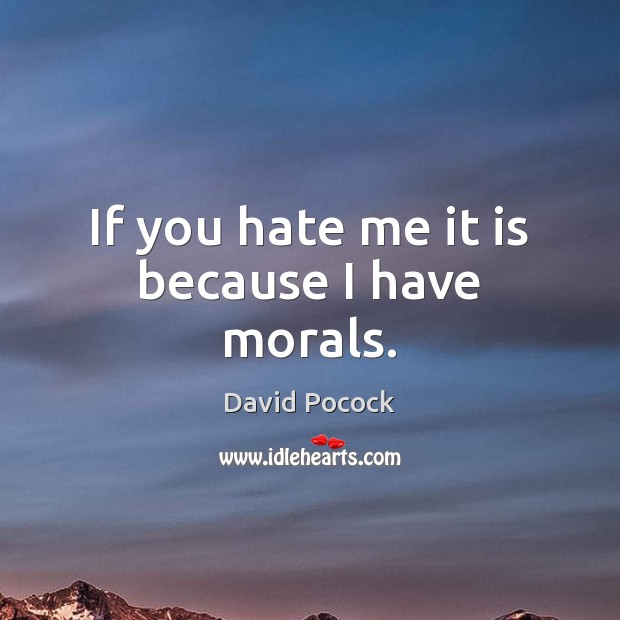 If you hate me it is because I have morals. David Pocock Picture Quote