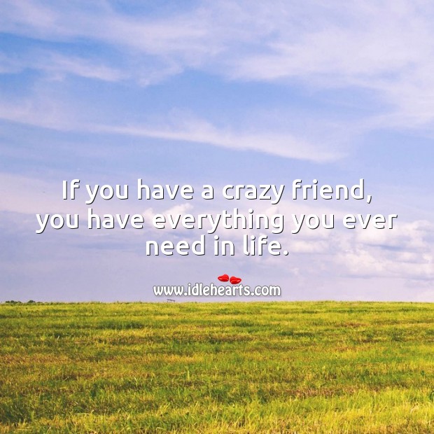 If you have a crazy friend, you have everything you ever need in life. Friendship Messages Image