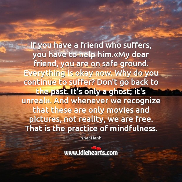 If you have a friend who suffers, you have to help him.« Nhat Hanh Picture Quote