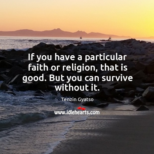 If you have a particular faith or religion, that is good. But you can survive without it. Tenzin Gyatso Picture Quote