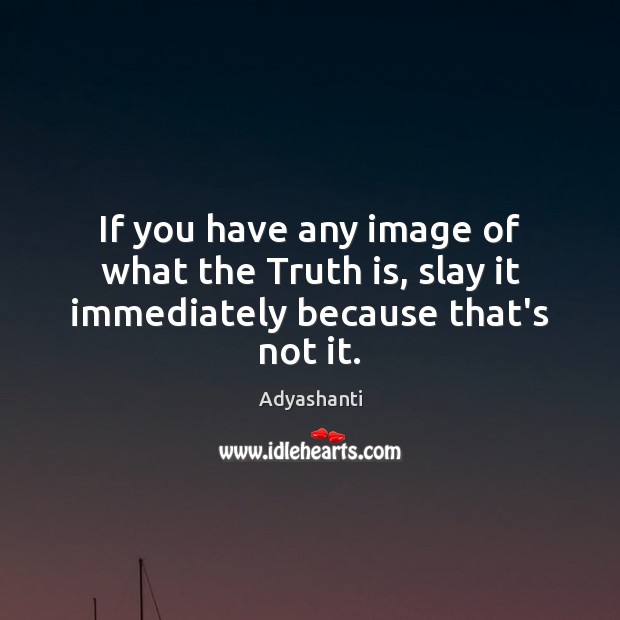 If you have any image of what the Truth is, slay it immediately because that’s not it. Adyashanti Picture Quote