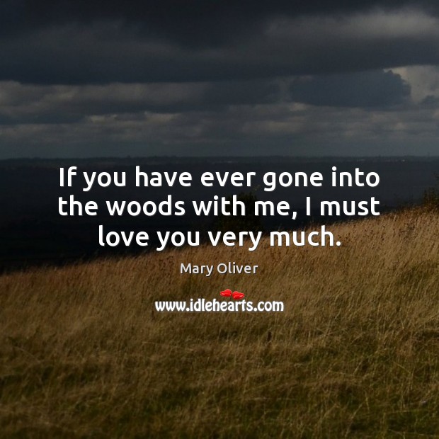 If you have ever gone into the woods with me, I must love you very much. Image