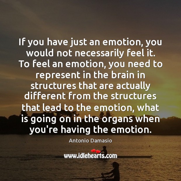 If you have just an emotion, you would not necessarily feel it. 