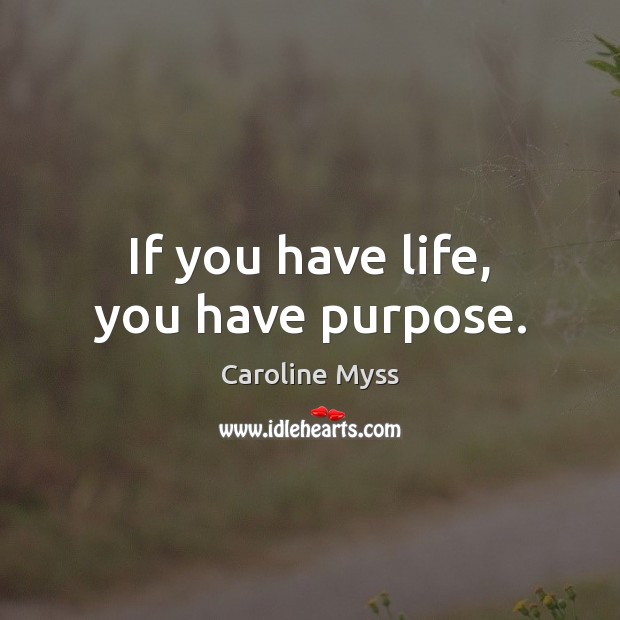 If you have life, you have purpose. Caroline Myss Picture Quote